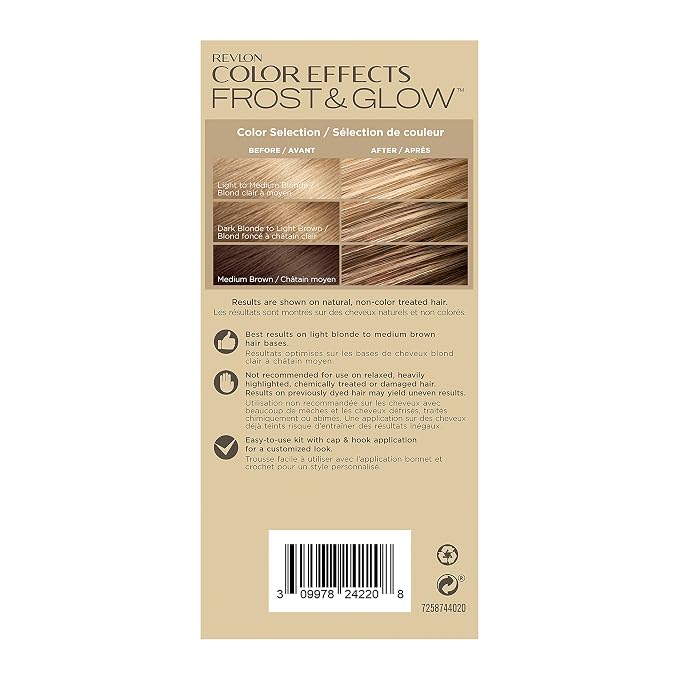 Revlon Color Effects Frost and Glow Hair Highlight Kit, 20 Blonde, 1 Pack | Permanent highlighting kit for at-home hair highlights; ammonia free and paraben free. Permanent hair color and hair dye.