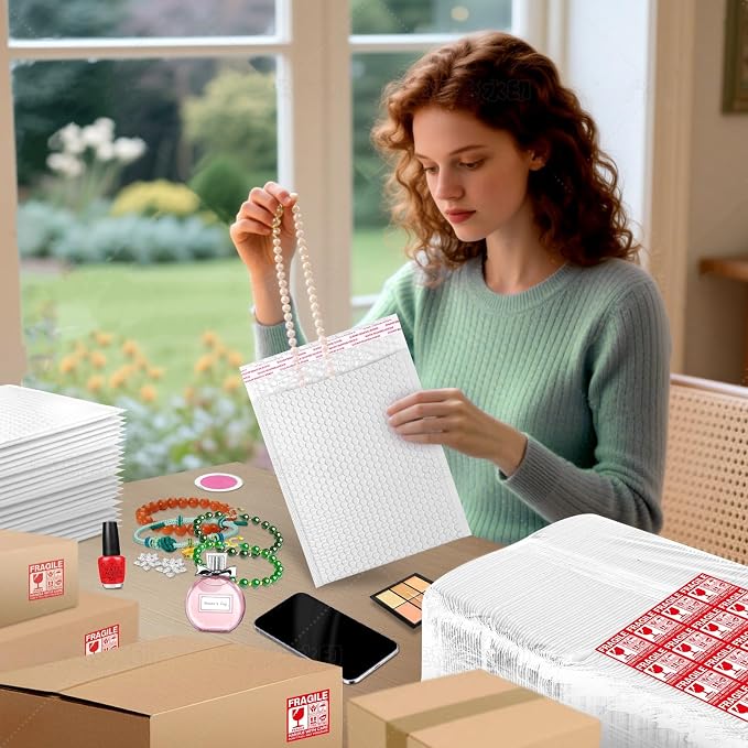Large Bubble Mailers 12x18'' 30 Pack and 24PCS Fragile Stickers White Thick Waterproof Padded Poly Envelopes Bubble Wrap Mailers Self Seal Shipping Bag for Small Business Shipping Envelope Mailers #5