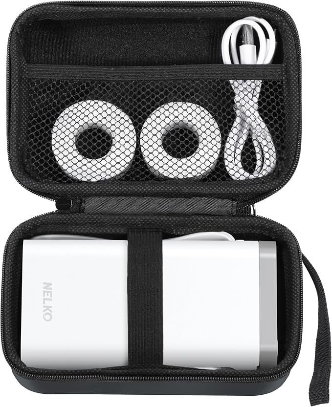 Nelko Genuine Case Compatible P21 Label Maker, Compatible with Most Mini Label Printers, Holder for Labeler Makers Printer & Labeling Tapes, Box with Mesh Pocket for Batteries Accessories (Case Only)