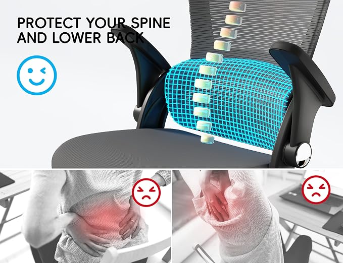 TRALT Office Chair - Ergonomic Office Chair with Back Support for Adults | Home Office Desk Chair with Lumbar Support - Ergonomic Mesh Chairs 330 lb Wide Seat for Work, Office, Gaming(Black Grey)