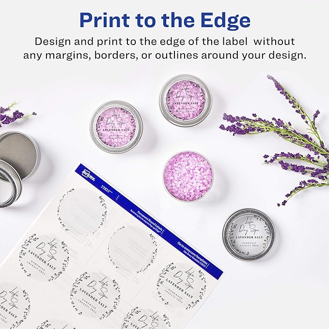 Avery Printable Round Labels with Sure Feed, 2" Diameter, Glossy Clear, 120 Customizable Labels (22825)