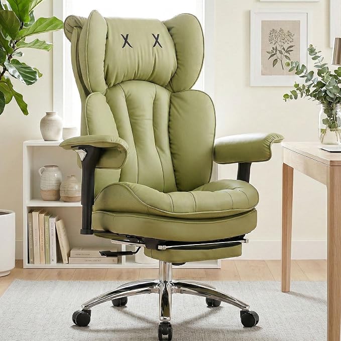 Efomao Big & Tall Desk Chair, Wide Executive Office Chair with Footrest Green