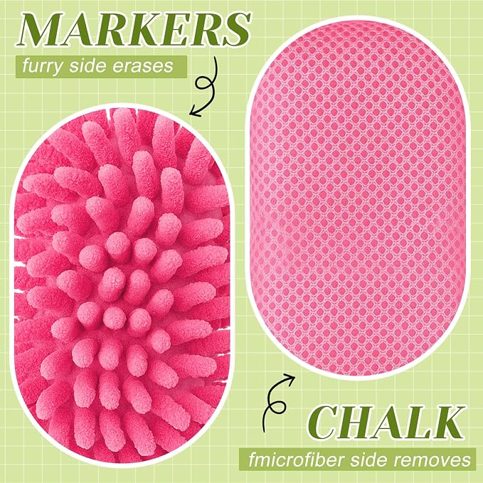 Zonon 8 Pcs 5" x 3" Dry Erase Eraser, Multicolor | Microfiber Shag Washable Whiteboard Erasers for Markers and Chalk, Reusable Board Cleaners, Classroom Office Home Use