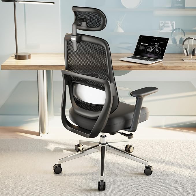 Ergonomic Office Chair, High Back Mesh Chair with Lumbar Support, Ultimate Back Support Office Desk Chair, Comfortable Computer Chair & Gaming Chair for Office & Home, Black