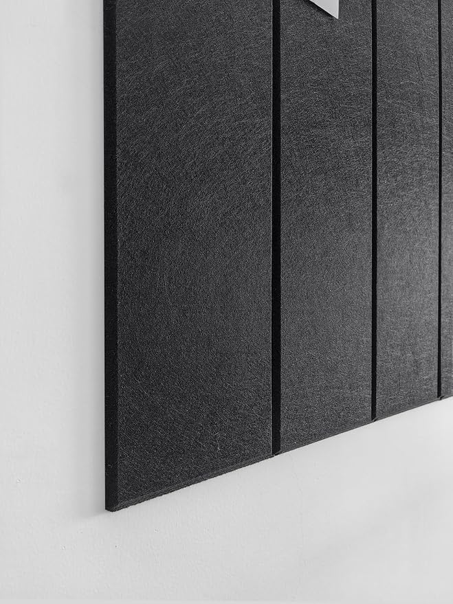 24"x47" Large Cork Board Alternative – 8 Pack Shiplap Felt Wall Tiles with Safe Removable Adhesive Tabs | Felt Bulletin Board Tiles for Walls Pin Board for Office, Home, Classroom, Kids Room – Black
