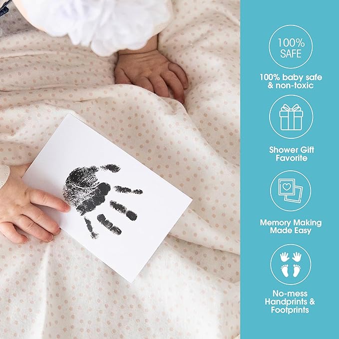 Pearhead Inkless Baby Hand and Footprint Kit — Mess Free Clean Touch Ink Pad for Newborn Keepsake, Zero Ink on Skin, Dog Nose & Paw Print Kit, Ideal New Mom Gift, 1 Ink Pad + 2 Art Cards