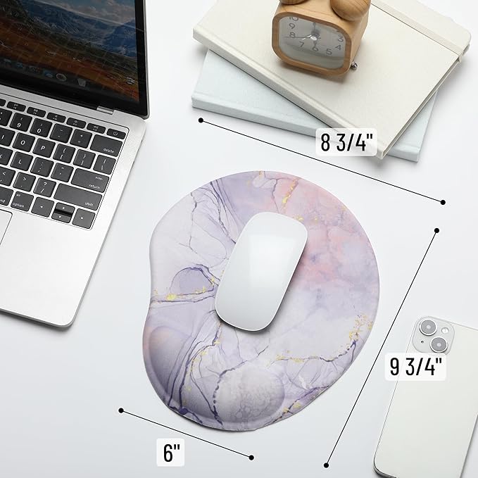 Mr. Pen- Ergonomic Mouse Pad with Wrist Rest, Pink Marble Luxe Design, Breathable Fabric with Memory Foam Cushion, Non-Slip Rubber Base, Gel Mouse Pad with Wrist Support