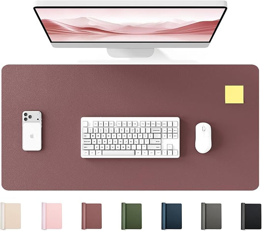 YSAGi 35.4" x 17" Large PU Leather Desk Mat for Keyboard and Mouse - Waterproof Non-Slip Desk Pad Protector for Office, Home, Writing Desk, Dark Pink