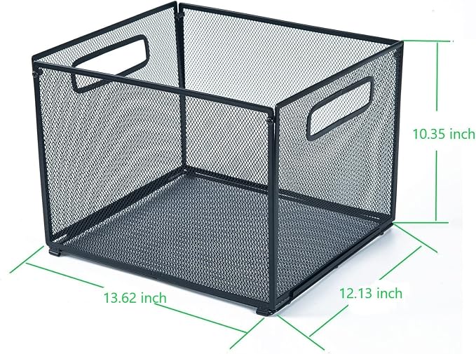 SETTFRFE 2 Pack Letter Size Hanging Folder Organizer,Metal File Box,Black | Mesh File Basket & Hanging File Rack with Handle,File Crate for Hanging Folders,Filing Organizer for Office,Classroom & Home