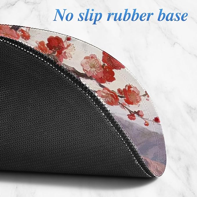 Round Mouse pad, high-end Texture, Sewn Edge Design, Anti-Slip Rubber Base. 8.6 x 8.6 inches (Red Plum)