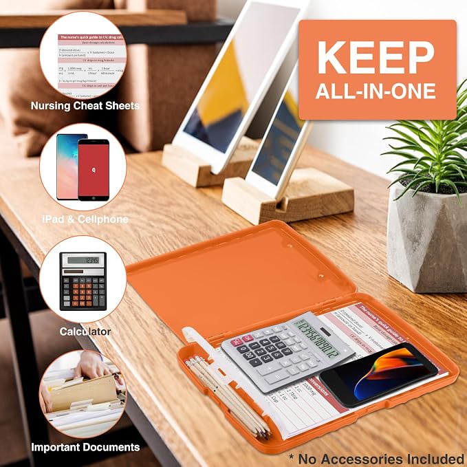Sooez Clipboard with Storage, Clip Board 8.5 x 11 with Pen Holder, Plastic Organization Case Box for Letter Legal A4 Size Paper, Low Profile Clip, Nurses Teachers Must Haves, School & Office Supplies