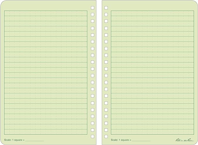 Rite in the Rain Weatherproof Side Spiral Notebook, 4.625" x 7", Green Cover, Universal Pattern, 3 Pack (No. 973L3)