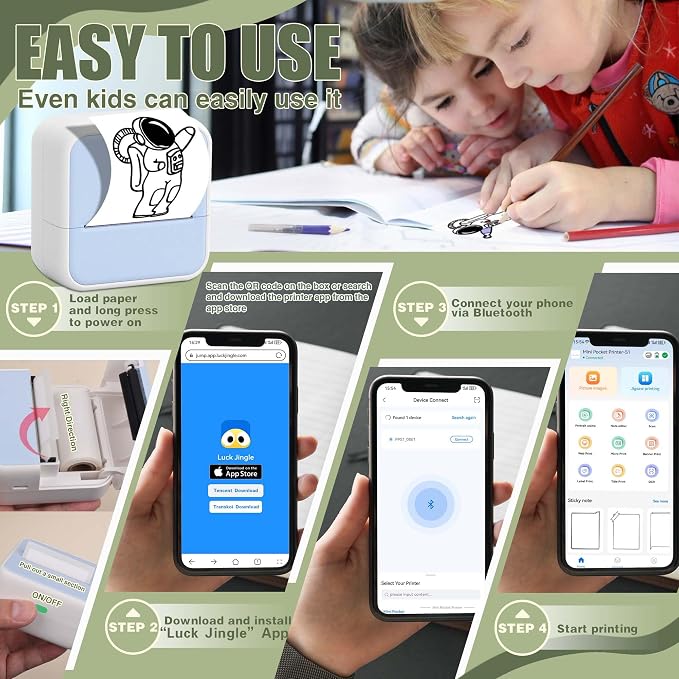 KEEPHOPE Label Maker Machine with 6 Waterproof Tapes, Thermal Label Maker, Portable Mini Bluetooth Label Printer with Clear Tape for Home, School, Office Organization Blue
