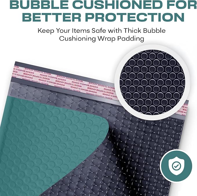 Green Bubble Mailers 8.5x12, Self Seal Poly Padded Envelopes #2, 200 Pack | Fits 8.5x11 Documents & Photos,No Tape Needed,Cushioned Protection,Water-Resistant Poly,Bulk Pack for Small Business