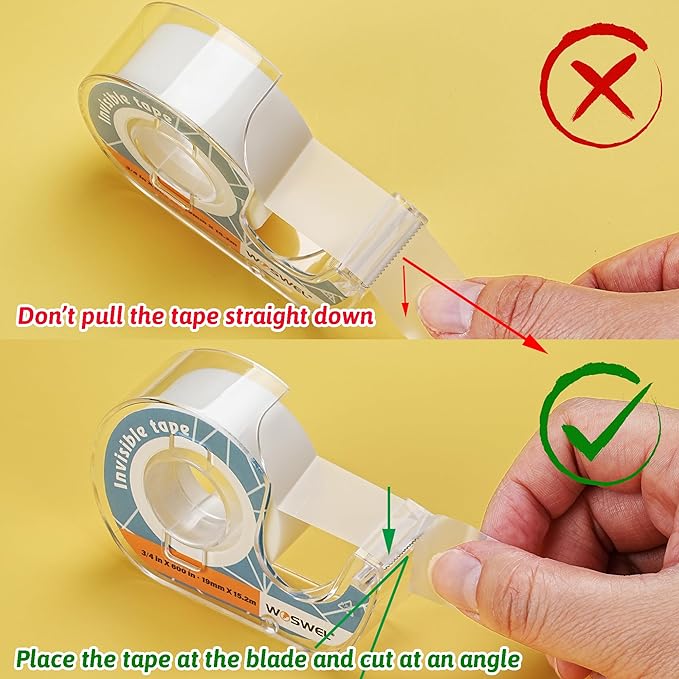Tape Refills with Dispenser, 24 Roll Invisible Tapes, 3/4 Inch X 600 in, Gift Wrapping Tapes Supplier for Home School Office Use