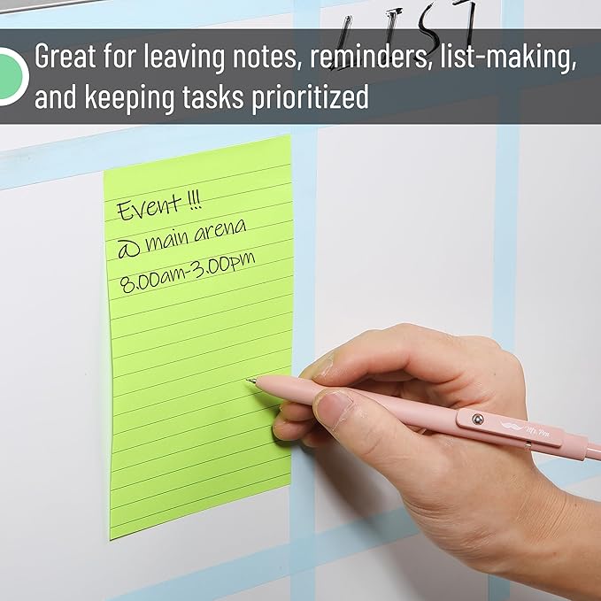 Mr. Pen- Lined Sticky Notes 4x6, 6 Pads, 60 Sheets/Pad, Assorted Colors, Sticky Notes with Lines, Sticky Note Pads, Colorful Sticky Notes, Mr Pen Sticky Notes, Stocky Notes for Bible Journaling