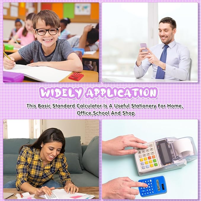 LEIFIDE 24 Pack Pocket Calculator Small Bulk Basic 4 Function Calculator 8 Digit Display Battery Powered for Desktop Home Office School Student Kids (Multicolor)