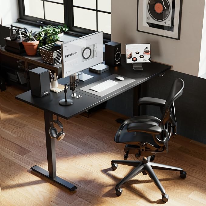 Agilestic 71 * 32 Inch Height Adjustable Electric Standing Desk, Black | Sit Stand Up Computer Desk, Memory Presets, Stable Steel Frame,154 lbs, Easy Assembly, Splice Board, Long desk, Home Office