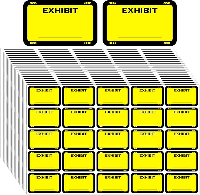 500 Pcs Exhibit Stickers Legal Exhibit Labels 1.65x1 Inches,Yellow | Self adhesive Exhibit Stickers Blank File Folder Tabs for Courts Office Legal Document Folder, Blank Writeable Report Divider