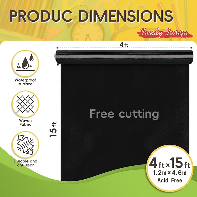 Black Bulletin Board Roll,Non-Woven Fabric,4×15ft,Classroom Decor | Durable,Self-healing & noise-reducing bulletin board roll,Easy DIY cutting,Perfect for teacher, office & home decor.