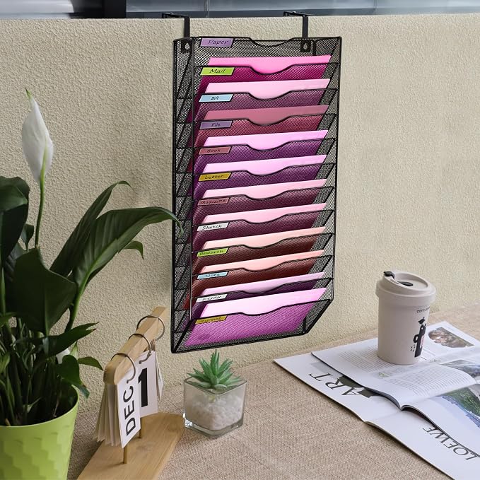 Wall Mounted File Organiser A8 Mesh in Hanging Wall File Holder Mail Organiser