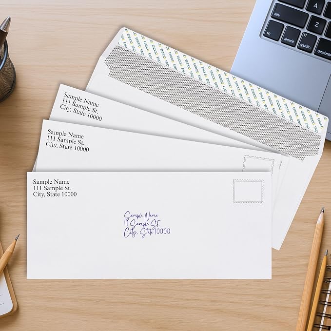 #10 Envelopes Self Seal, 100 Count, Security Tinted, 4 1/8 x 9 1/2 Inch, Business Envelopes Letter Size, 24 LB Paper - Bright White Color - Legal Size