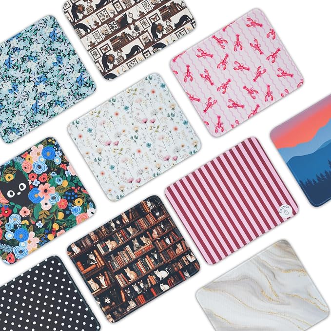Mouse Pad for Desk with Stitched Edge, Premium Cute Washable Mouse Pads. Computer Mousepad with Non-Slip Rubber Base, Mousepads for Laptop, 9.25x7.75x0.12 inch (Indigo Blooms)