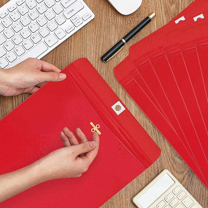 Geyee 20 Pcs 9 x 12 Inch Clasp Envelopes Letter Size Mailing Envelopes with Clasp Closure for Filing Storing Documents Office Home Business School (Red)