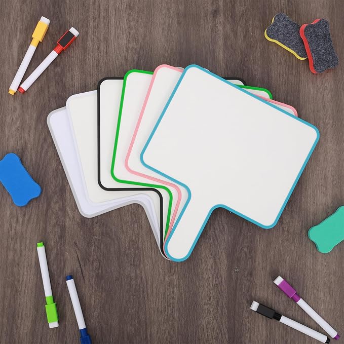 36-Piece Dry Erase Answer Paddle Set - 8"x10" Handheld Sign with Markers & Erasers, Double Sided Whiteboard Paddles for Classroom, Home, Office Meetings (Square)