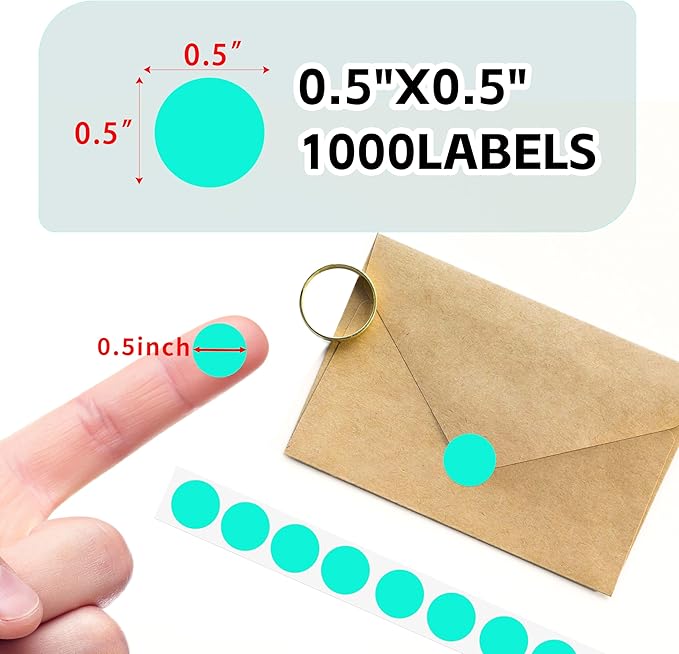 PARLAIM Round Dot Stickers 1/2 Inch Color Coding Labels on a Roll, 1000 PCS Permanent Circle Stickers in Plastic Dispenser Box for Home Office Classro
