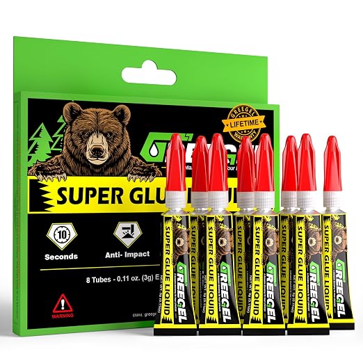 Liquid Super Glue 8 x 3G, Clear CA Glue for Plastic, Wood, Metal | Clear cyanoacrylate adhesive for wood, metal, ceramic, 3D printing. Perfect single-use tubes for DIY craft & hobby models.
