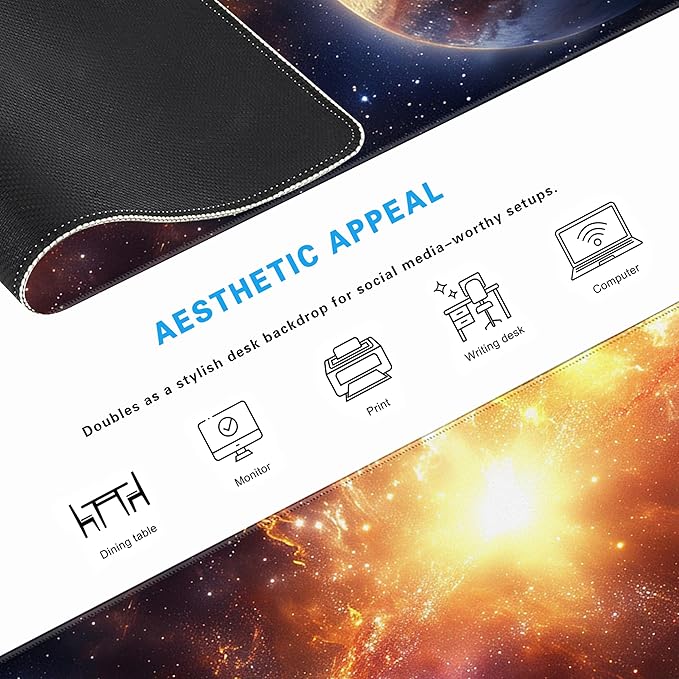 Planet Gaming Mouse Pad, Large Extended Mouse Pad Big Computer Mousepad for Home Office Gaming Work 31.5x11.8inch (Star Star)