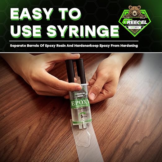 2 Part Clear Epoxy Glue 5 Minute Set Adhesive, 0.85 oz Syringe | Fast-Setting 2-Part Strong Epoxy Adhesive, Clear Ultra Strong Epoxy Resin Glue for Plastic, Metal, Glass, Ceramic