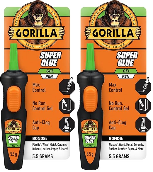 Gorilla Super Glue Gel Pen, 5.5 Gram (Pack of 2)