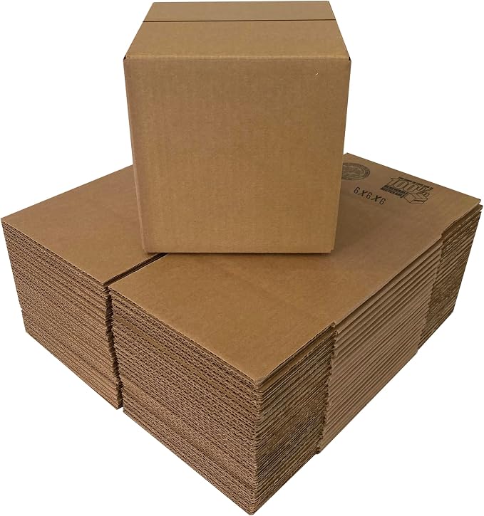 Corrugated Mail & Shipping Boxes, 6 x 6 x 6 inch, 25 Pack