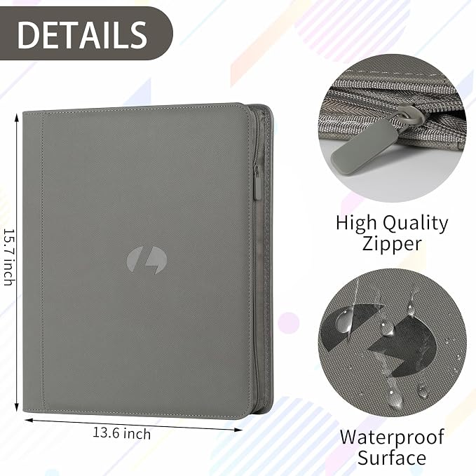 Toploader Binder,Holds 288 Toploaders,9 Pocket Double-Sided Top Loader Binders with Sleeves for 3 x 4'' Toploaders, Card Holder for Trading Cards or Sports Cards(Grey)