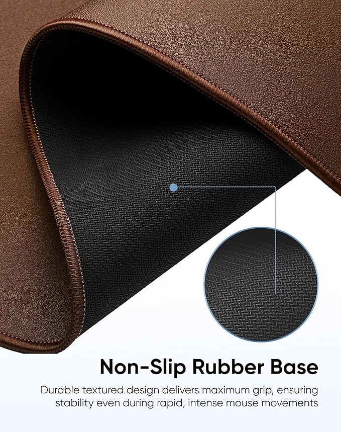 Waterproof Large Gaming Mouse Pad with Durable Stitched Edges, Non-Slip Rubber Base, Grainy Jacquard Mouse Mat Desk Pad for Home Office Gaming, 31.5''x11.8''x0.12'', Matte Brown