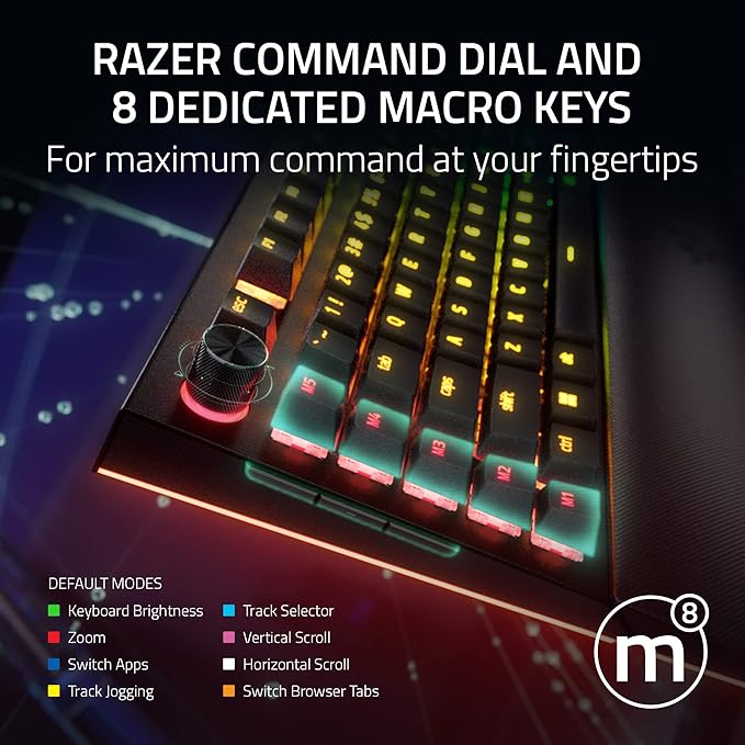 Razer BlackWidow V4 Pro Wired Mechanical Gaming Keyboard: Orange Switches Tactile & Quiet - Doubleshot ABS Keycaps - Command Dial - Chroma RGB - Magnetic Wrist Rest - Snap Tap