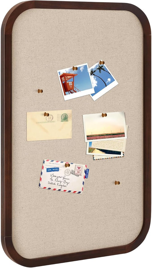 Vintage Framed Pin Board Linen Display Bulletin Board Large Ornate Fabric Picture Photo Pinboard Memo Decorative Prayer Pinboard Ornate for Wall Gift(Rectangle,20'' X 30'',Dark Brown)