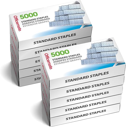 Officemate Standard Staples, 10 Boxes General Purpose Staple (91950) (Pack of 10)