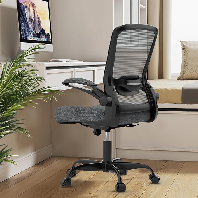 Ergonomic Office Chair w/Adjustable Lumbar, Flip Armrest, 135° Recline | Supports 300 lbs · Seat 19.48"–23.4" · Breathable mesh · 20–30 min assembly · 5-year warranty