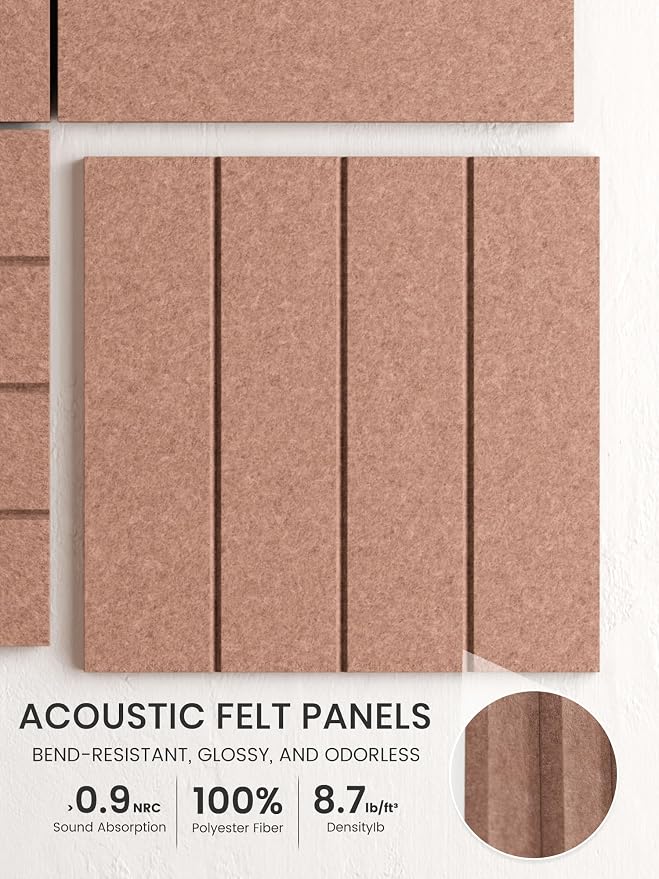Bumusty 36" x 24" Large Cork Board Alternative, Terracotta | 6-Pack Felt Bulletin Board Tiles, 60 Adhesive Tabs, 30 Pushpins, Home, Office, Classroom, Vision Board