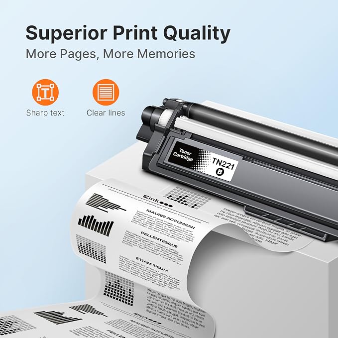 E-Z Ink TN221 TN225 Compatible for Brother TN-221 TN-225 Toner Cartridges | TN221 TN225 to Use with MFC-9130CW HL-3170CDW MFC-9340CDW HL-3140CW MFC-9330CDW (2 Black 1 Cyan 1 Magenta 1 Yellow, 5 Pack)