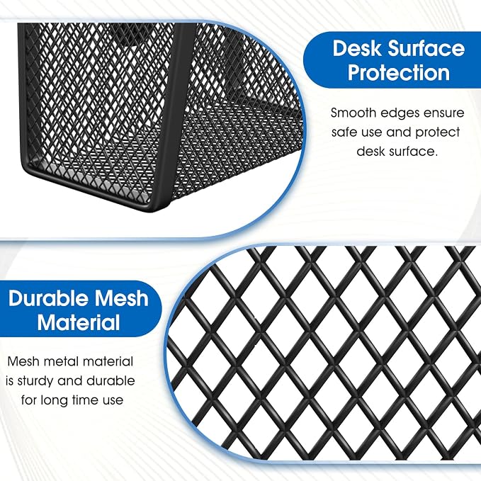 MaxGear Magnetic Pen Holder, 2 Pack Mesh Pencil Holder for Desk Storage Basket Organizer Marker Holder - Extra Strong Magnets Perfect for Locker Accessories, Refrigerator, Whiteboard, School Office | 2 Pack Mesh Pencil Holders; Strong Magnets for Locke...