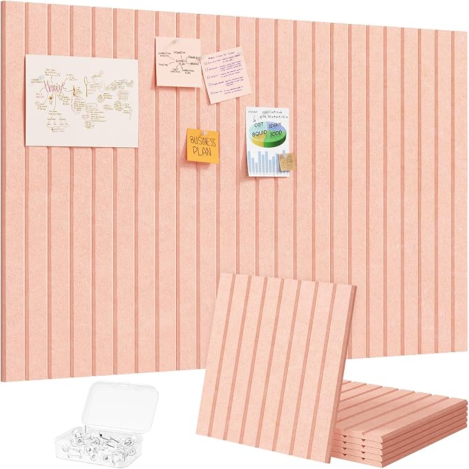 Lifewit Large Felt Bulletin Board with Self-Adhesive 36" x 24"- 6 Pack | Cork Board for Walls Alternative, Notice Boards with 30 Pushpins, Bulletin Board for Classroom Home Office Decor, Pink
