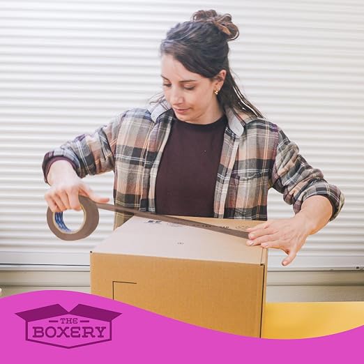 The Boxery 2" x 110 Yards Tan Packing Tape – 36 Roll Carton – Strong Industrial Grade Adhesive for Shipping, Moving & Packaging – Heavy Duty 2.2 Mil Box Sealing Tape
