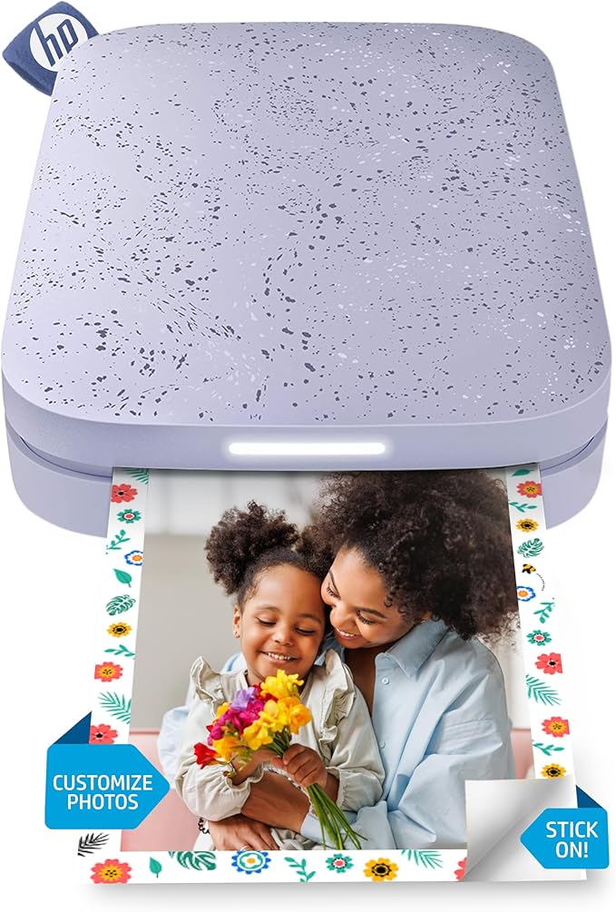 HP Sprocket 2x3 Instant Smartphone Photo Printer - Portable Color Wireless Mobile Printer - Zink Sticky-Back Photos - Print from Compatible iOS & Android Devices with Bluetooth w/Fun App - Purple
