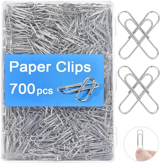 Paper Clips for Office School Supplies, Nonskid Paper Clip 700pcs，1-2/7" Silver PaperClips for Paperwork Office School and Home Personal Use