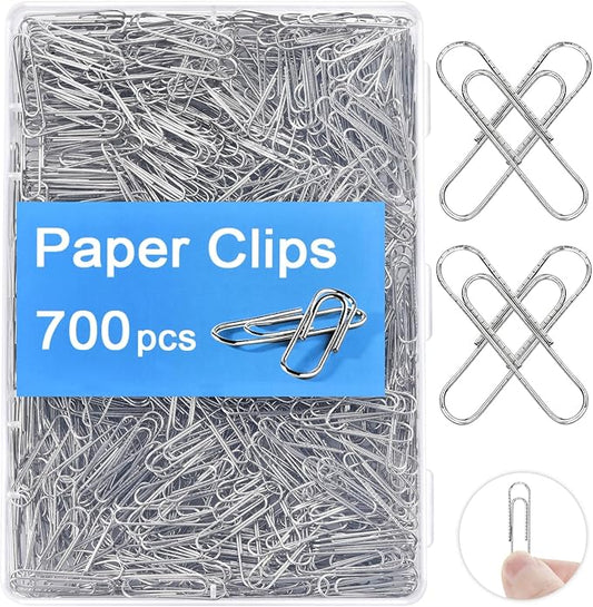 Paper Clips for Office School Supplies, Nonskid Paper Clip 700pcs，1-2/7" Silver PaperClips for Paperwork Office School and Home Personal Use