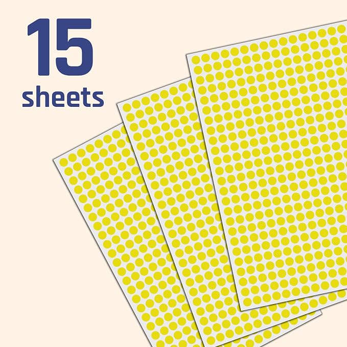 6000 Pack - 1/4" Small Dot Stickers Round Circle Labels - Yellow